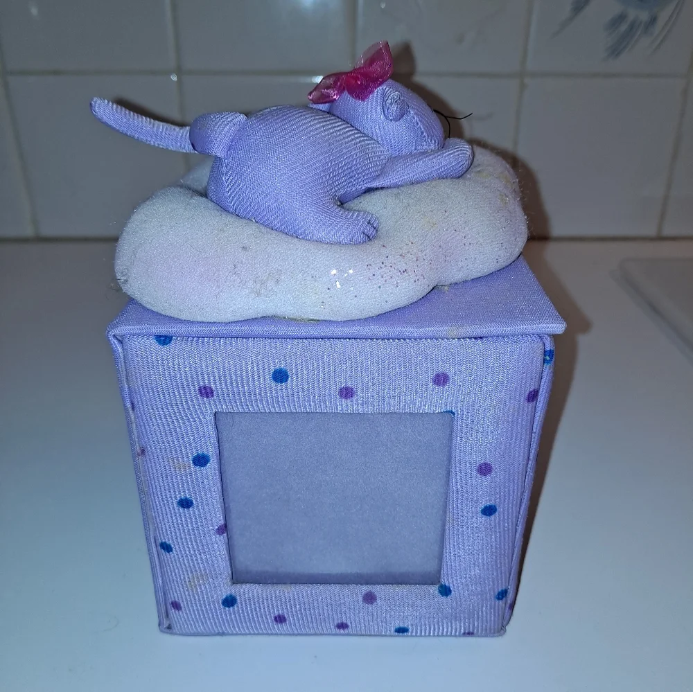 Cat cloud photo jewelry box picture container purple organizer keepsake decor